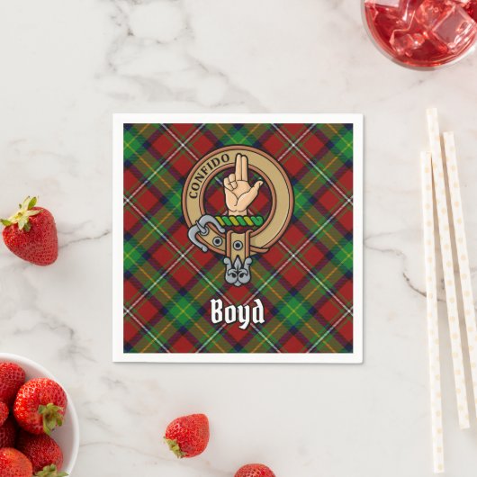 Serviette En Papier Clan Boyd Crest sur Tartan (En situation)
