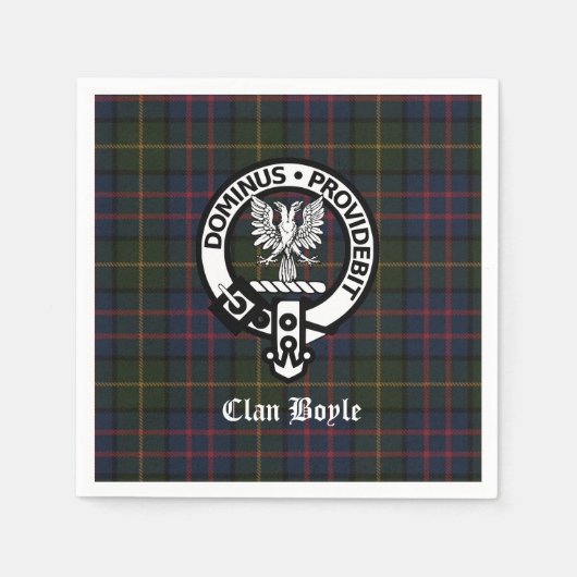 Serviette En Papier Clan Boyle Crest Badge et Tartan (Devant)