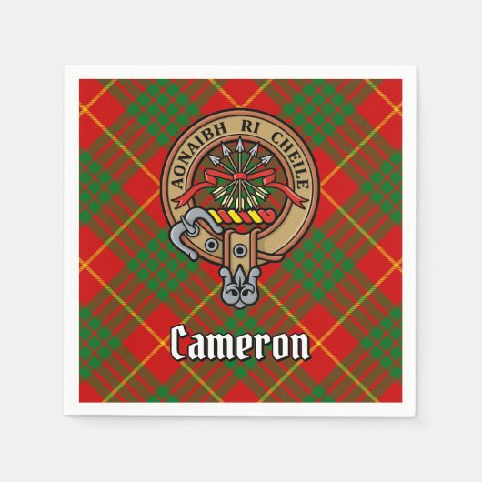 Serviette En Papier Clan Cameron Crest sur Tartan (Devant)
