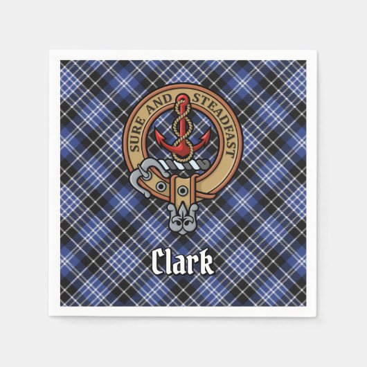 Serviette En Papier Clan Clark Crest sur Tartan (Devant)