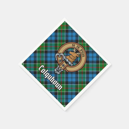 Serviette En Papier Clan Colquhoun Crest sur Tartan (Coin)