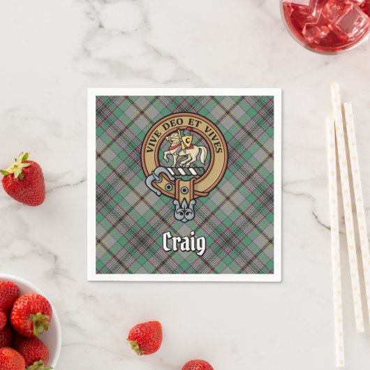 Serviette En Papier Clan Craig Crest sur Tartan (En situation)