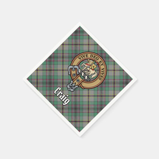 Serviette En Papier Clan Craig Crest sur Tartan (Coin)