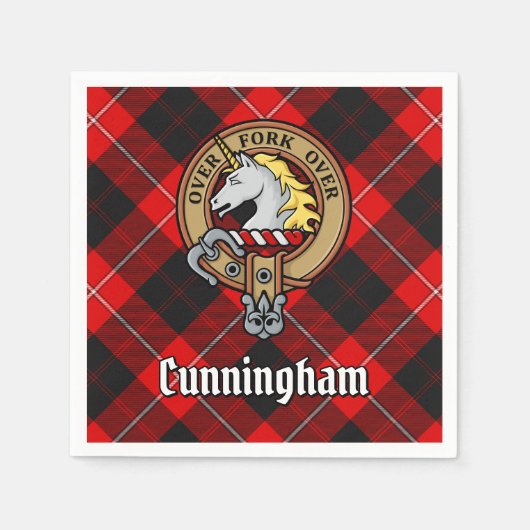 Serviette En Papier Clan Cunningham Crest sur Tartan (Devant)