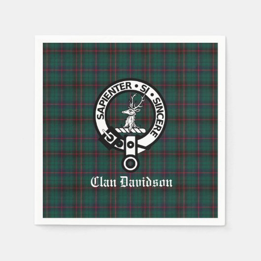 Serviette En Papier Clan Davidson Crest Badge et Tartan (Devant)