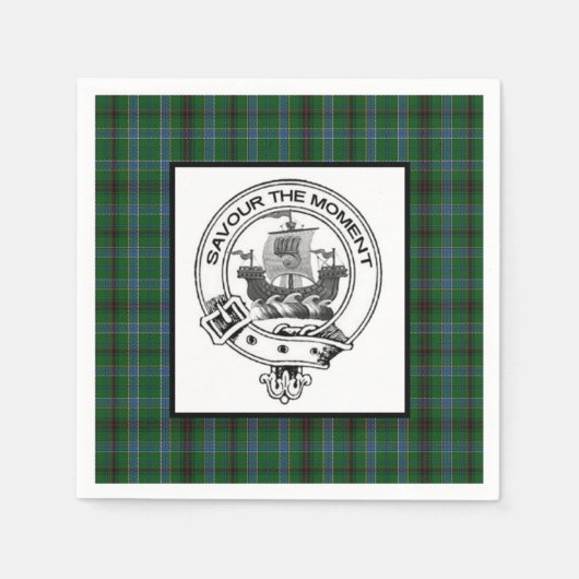 Serviette En Papier Clan Duncan Crest Badge et Tartan (Devant)