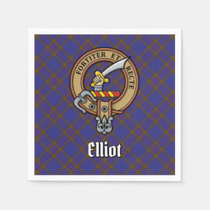 Serviette En Papier Clan Elliot Crest sur Tartan moderne