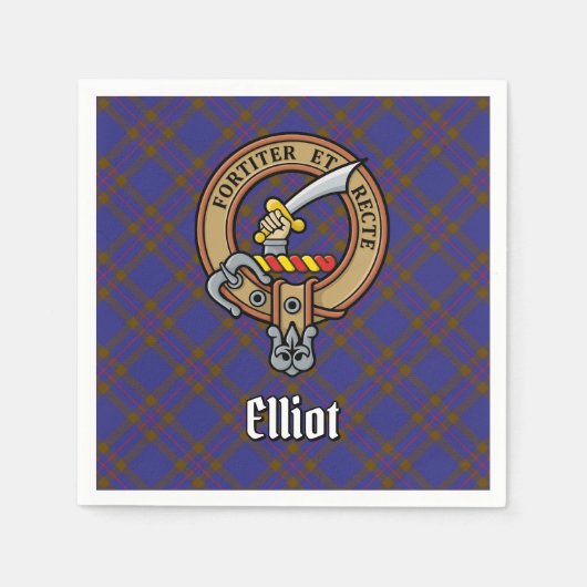 Serviette En Papier Clan Elliot Crest sur Tartan moderne (Devant)