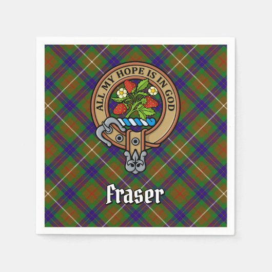 Serviette En Papier Clan Fraser Crest sur la chasse Tartan (Devant)