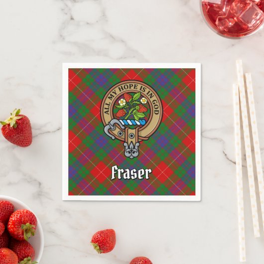 Serviette En Papier Clan Fraser Crest sur Tartan (En situation)