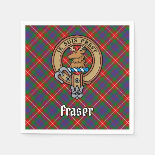 Serviette En Papier Clan Fraser de Lovat Crest sur Tartan (Devant)