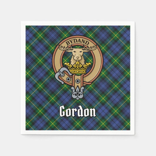 Serviette En Papier Clan Gordon Crest sur Tartan (Devant)