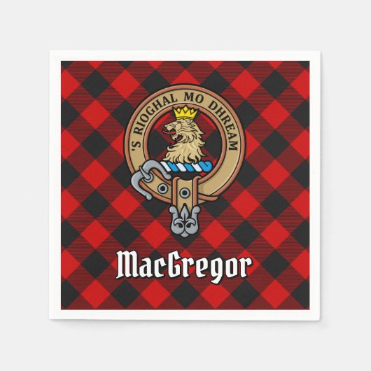 Serviette En Papier Clan Gregor Crest sur Rob Roy Tartan (Devant)