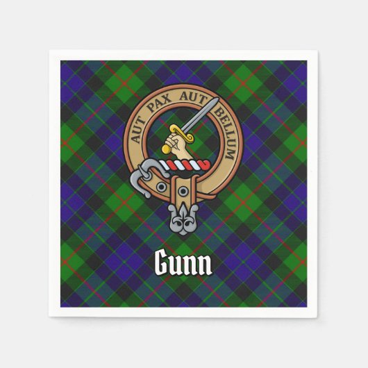 Serviette En Papier Clan Gunn Crest sur Tartan (Devant)