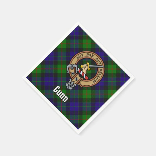 Serviette En Papier Clan Gunn Crest sur Tartan (Coin)