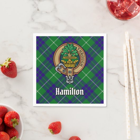 Serviette En Papier Clan Hamilton Crest sur la chasse Tartan (En situation)