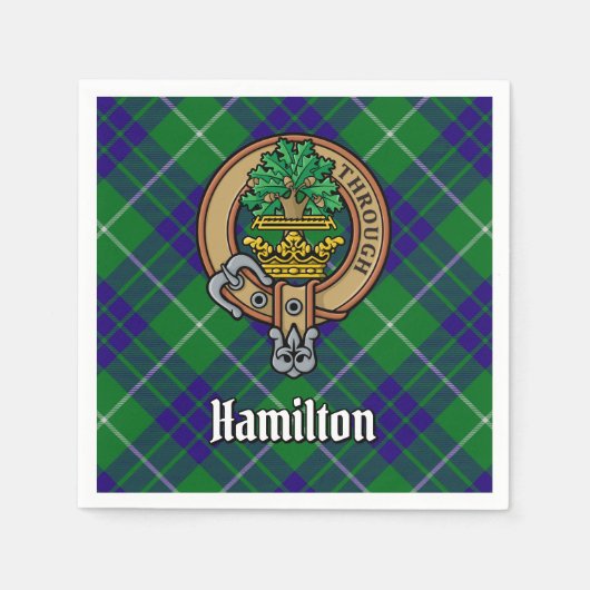 Serviette En Papier Clan Hamilton Crest sur la chasse Tartan (Devant)