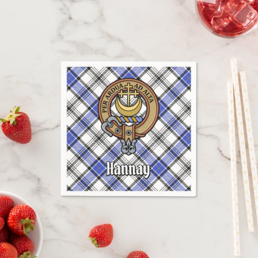Serviette En Papier Clan Hannay Crest sur Tartan (En situation)