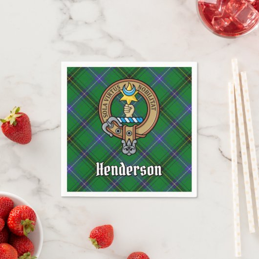 Serviette En Papier Clan Henderson Crest sur Tartan (En situation)