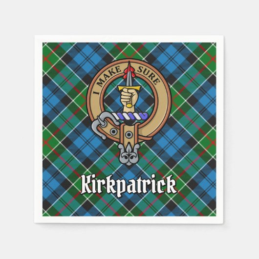 Serviette En Papier Clan Kirkpatrick Crest sur Tartan (Devant)