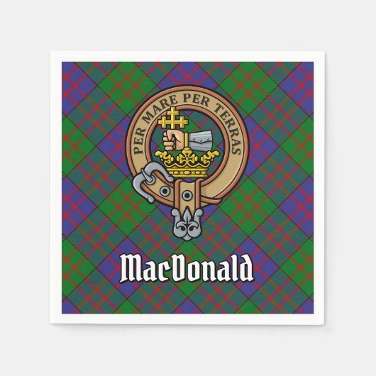 Serviette En Papier Clan MacDonald Crest sur Tartan (Devant)