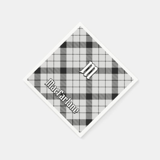 Serviette En Papier Clan MacFarlane Tartan noir et blanc (Coin)