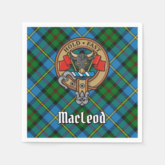 Serviette En Papier Clan MacLeod Crest sur la chasse Tartan (Devant)
