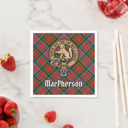 Serviette En Papier Clan MacPherson Crest sur Tartan (En situation)
