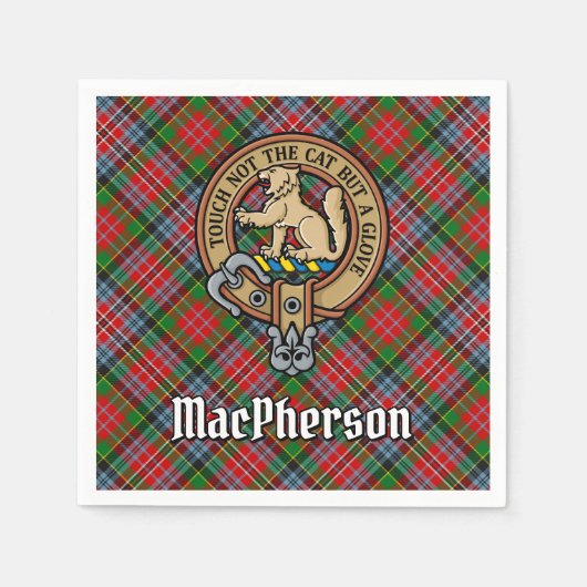 Serviette En Papier Clan MacPherson Crest sur Tartan (Devant)