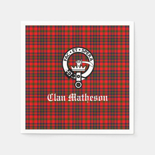 Serviette En Papier Clan Matheson Crest Badge et Tartan (Devant)