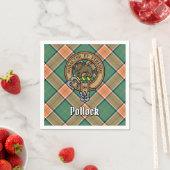 Serviette En Papier Clan Pollock Crest sur Tartan (En situation)