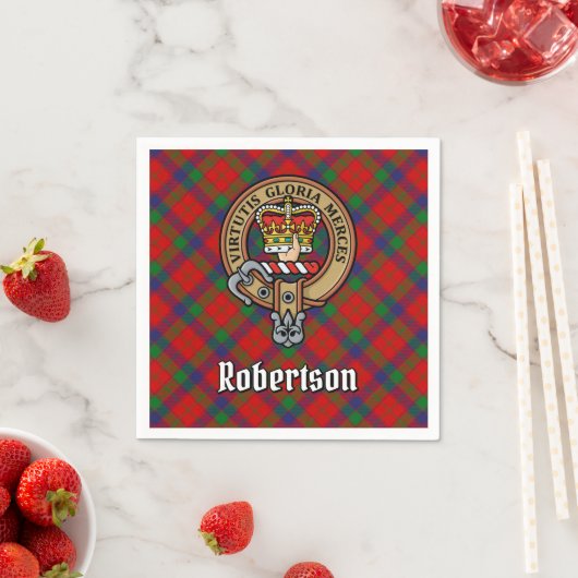 Serviette En Papier Clan Robertson Crest sur Tartan (En situation)