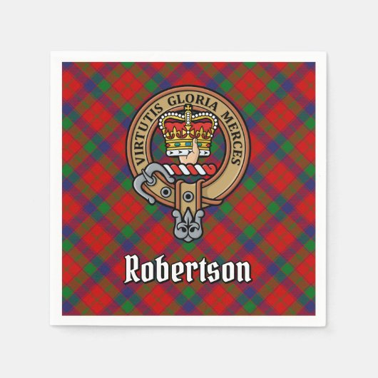 Serviette En Papier Clan Robertson Crest sur Tartan (Devant)