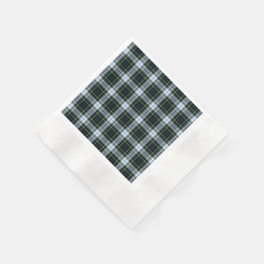 Serviette En Papier Clan rustique plaid Gordon White Tartan vert (Coin)