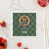 Serviette En Papier Clan Scott Crest sur Green Tartan (En situation)