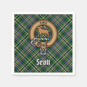 Serviette En Papier Clan Scott Crest sur Green Tartan