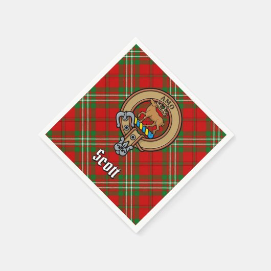 Serviette En Papier Clan Scott Crest sur Red Tartan (Coin)
