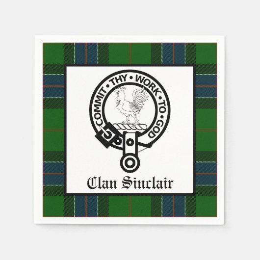 Serviette En Papier Clan Sinclair Crest Badge et Tartan (Devant)