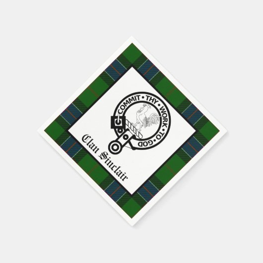 Serviette En Papier Clan Sinclair Crest Badge et Tartan (Coin)