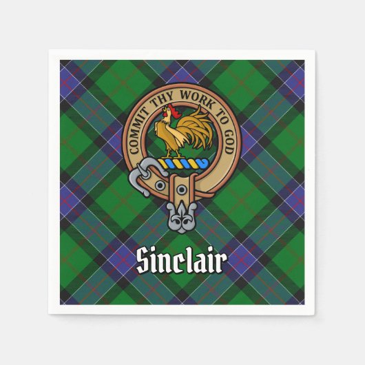 Serviette En Papier Clan Sinclair Crest sur la chasse Tartan (Devant)
