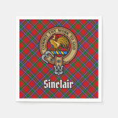 Serviette En Papier Clan Sinclair Crest sur Red Tartan (Devant)