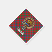 Serviette En Papier Clan Sinclair Crest sur Red Tartan (Coin)