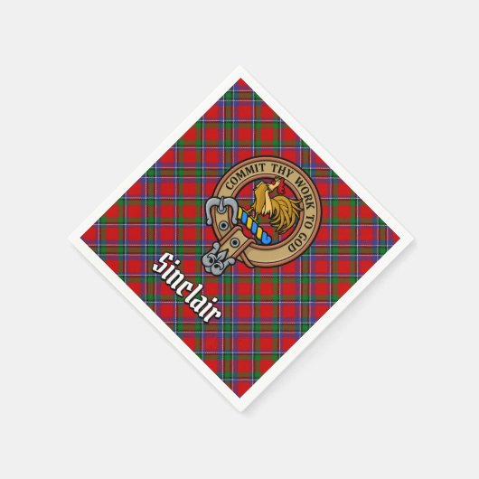Serviette En Papier Clan Sinclair Crest sur Red Tartan (Coin)