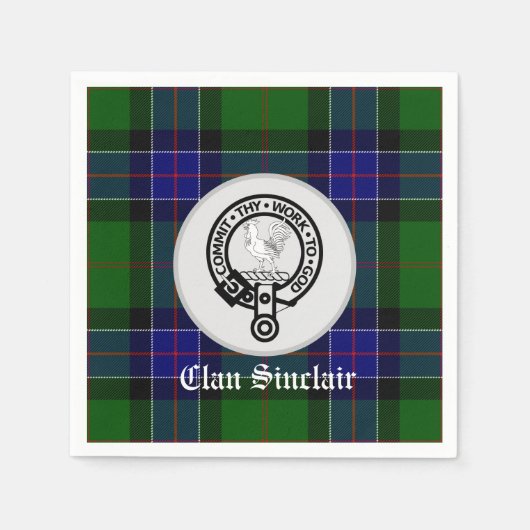 Serviette En Papier Clan Sinclair Tartan & Crest Badge (Devant)