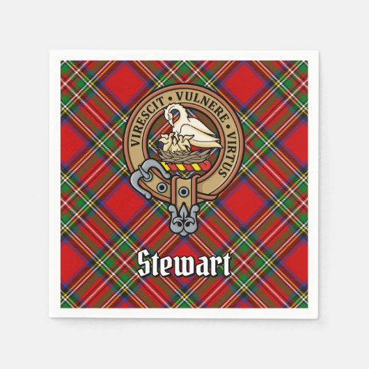 Serviette En Papier Clan Stewart Crest sur Royal Tartan (Devant)