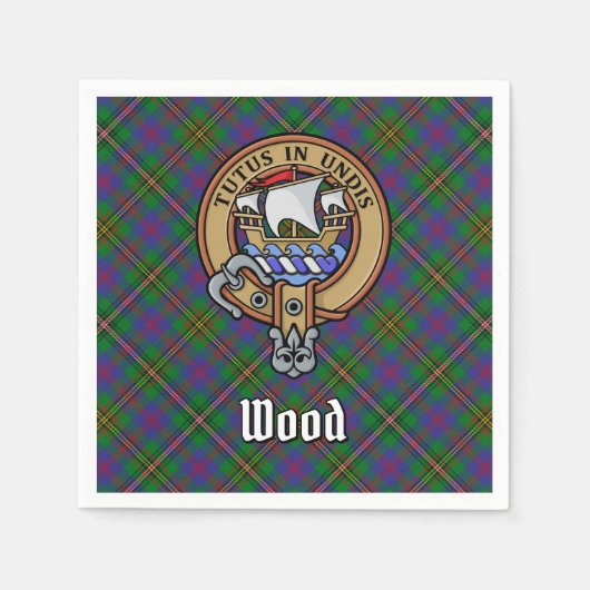 Serviette En Papier Clan Wood Crest sur Tartan (Devant)