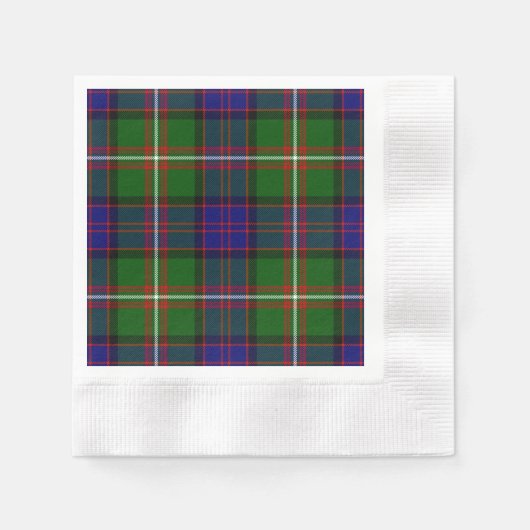 Serviette En Papier Clanranald tartan bleu vert plaid (Devant)