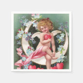 Serviette En Papier Clapsaddle : Cherub sur une faucille lune 1 (Devant)