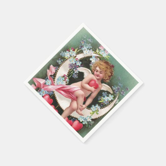 Serviette En Papier Clapsaddle : Cherub sur une faucille lune 1 (Coin)