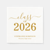 Serviette En Papier Class of 2026 Gold Script Typography Graduation  (Devant)